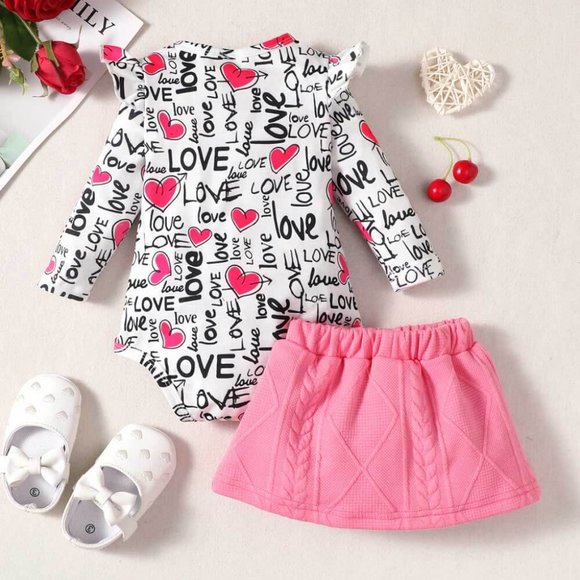 BABY GIRL LETTER PRINT BODYSUIT AND KNIT SKIRT SET - Picture 5 of 6